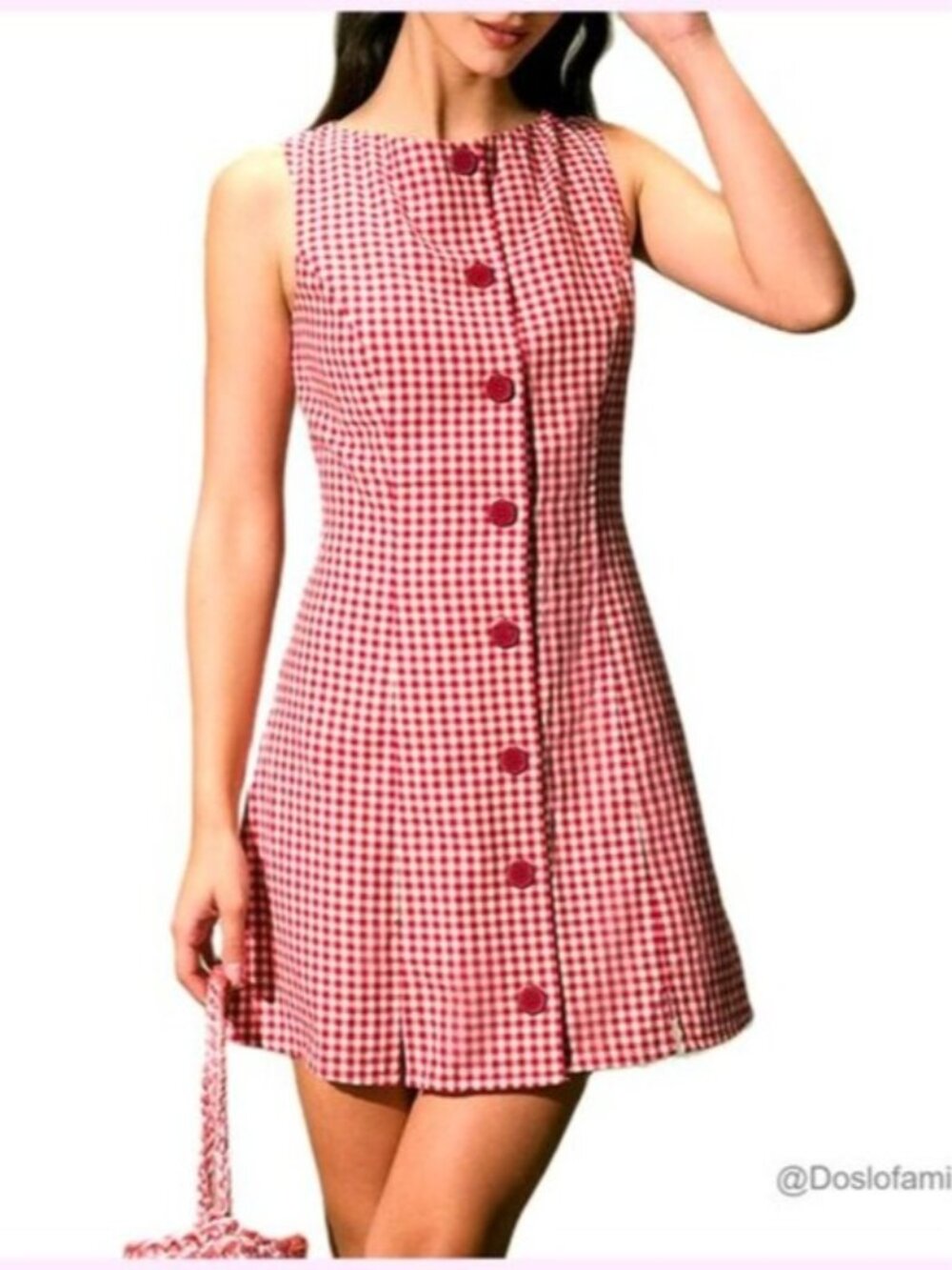Summer Mini Plaid Tank Dress Sleeveless Button Up Bodycon Cocktail Party